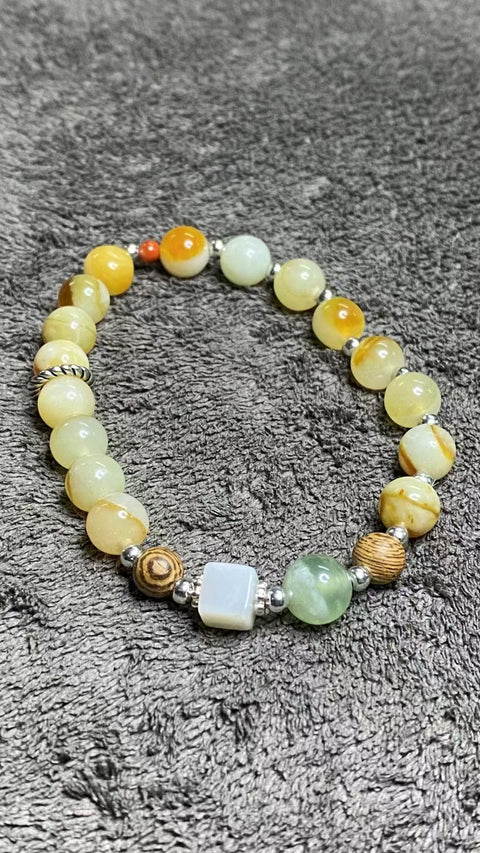 Gelang Giok Batu Giok Bunga Cui Giok Alami dengan Aksesoris Ukuran 8mm Giok Eksotis Sudah termasuk ongkos kirim dan pajak.