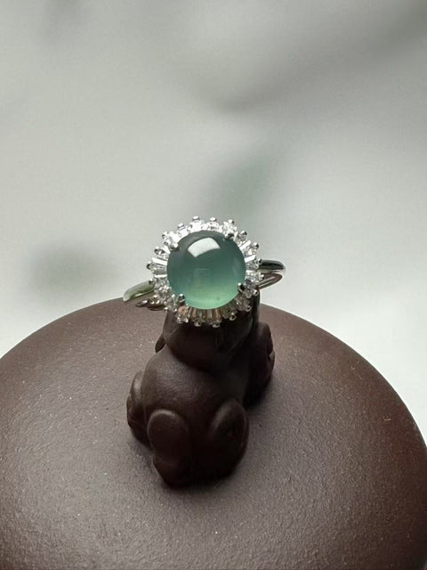 Set Cincin Air Biru Giok Guatemala Alami dari Perak 925 Ukuran 8mm Giok baik-baik saja dan hangat Strukturnya ketat Termasuk Pajak Pengiriman