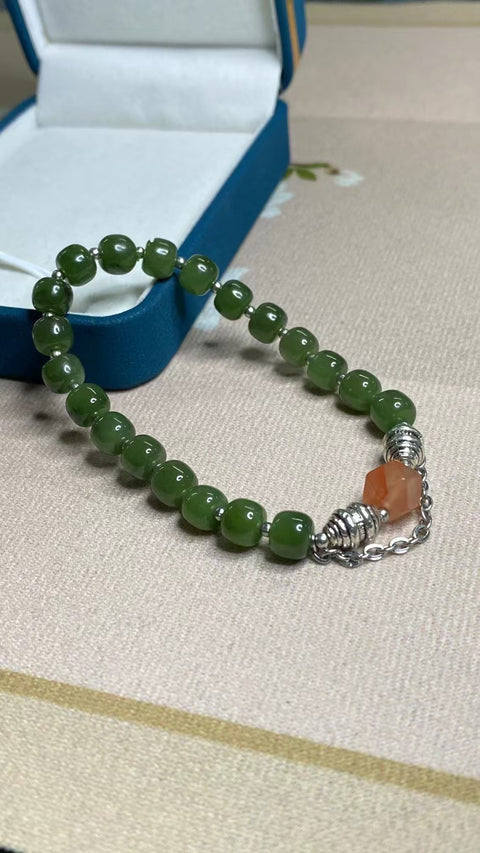 Gelang Jasper Alami dengan Aksesori Perak 925 Ukuran 5 * 7mm Giok Eksotis Sudah termasuk ongkos kirim dan pajak.