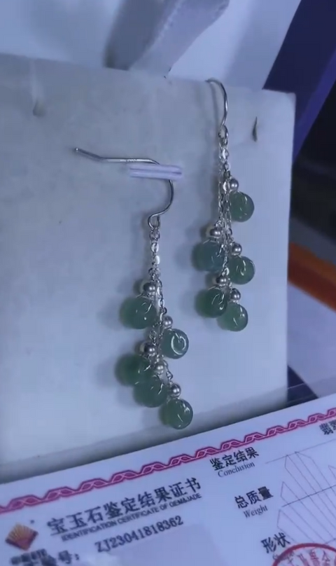 Anting-anting dari batu giok alami yang terbuat dari perak 925 dengan tekstur dan kehangatan yang lembut, gaya yang indah, sudah termasuk pajak pengiriman.