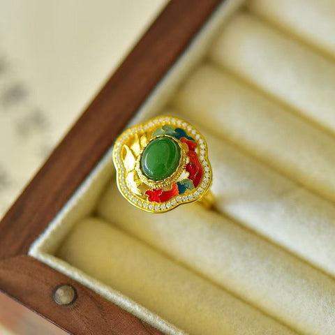 11564-2 Cincin Jasper Alami Ukuran 10 * 12mm 925 Pengaturan Perak Giok halus dan hangat, gaya yang indah, sudah termasuk ongkos kirim dan pajak.