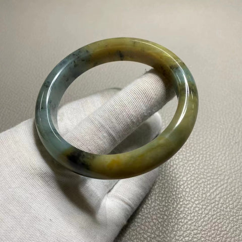 Bunga Giok Cui Halus Gelang Giok Gelang Giok Bunga Giok Biru Ukuran 60-62mm Ukuran 61.3mm Lebar Samping 13.6mm Giok terjadi secara alami Pola acak Termasuk Pajak Pengiriman