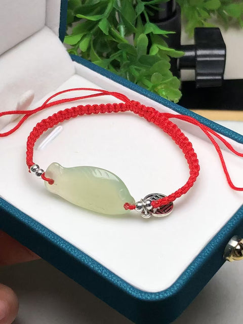 Gelang Ikan Giok Cui Alami dengan Aksesoris Ukuran 29 * 14,3 mm Sudah termasuk pajak pengiriman.