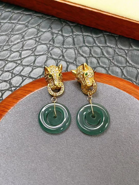 Anting Giok Guatemala Alami Giok bersih dan halus, gaya yang indah, desain eksklusif, sudah termasuk pajak pengiriman.