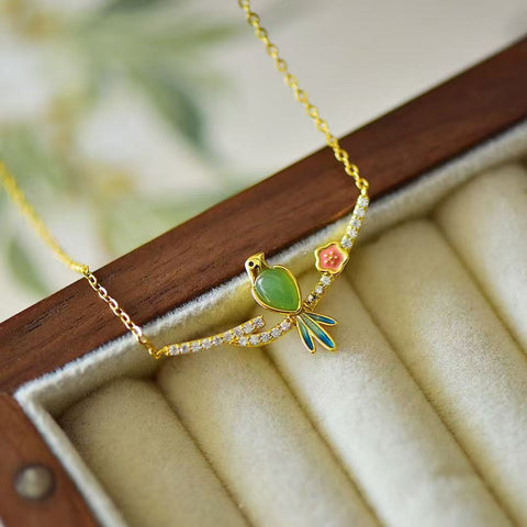10859 Kalung Jasper Alami dari 925 Perak Ukuran 4 * 6mm Giok halus dan hangat, gaya yang indah, sudah termasuk pajak pengiriman.