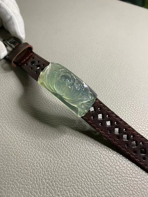 Gelang Giok Halus Ukuran 49,5 * 23mm Gaya Ukiran Tangan Sudah termasuk pajak pengiriman