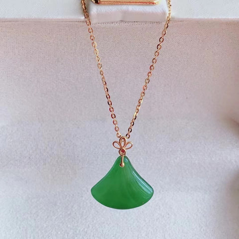 Kalung Jasper Alami Ukuran 13 * 16mm Giok bersih, halus dan hangat dengan pengaturan emas 18 karat Termasuk pajak pengiriman Termasuk pajak pengiriman