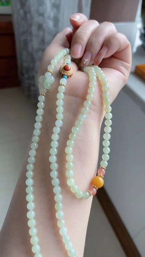 Gelang Giok Hetian Alami dengan Nanhong + Turquoise Ukuran 0.5mm Gaya: Gaya Bagus, Kalung & Gelang Sudah termasuk pajak pengiriman.