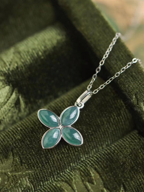 Set Kalung Giok Guatemala Alami dari Giok Perak 925 yang bersih, halus, dan hangat Termasuk pajak pengiriman.