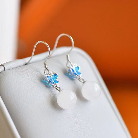 2143 Anting Giok Hetian Alami yang terbuat dari perak 925; Ukuran 8 * 8mm; Termasuk ongkos kirim dan pajak.