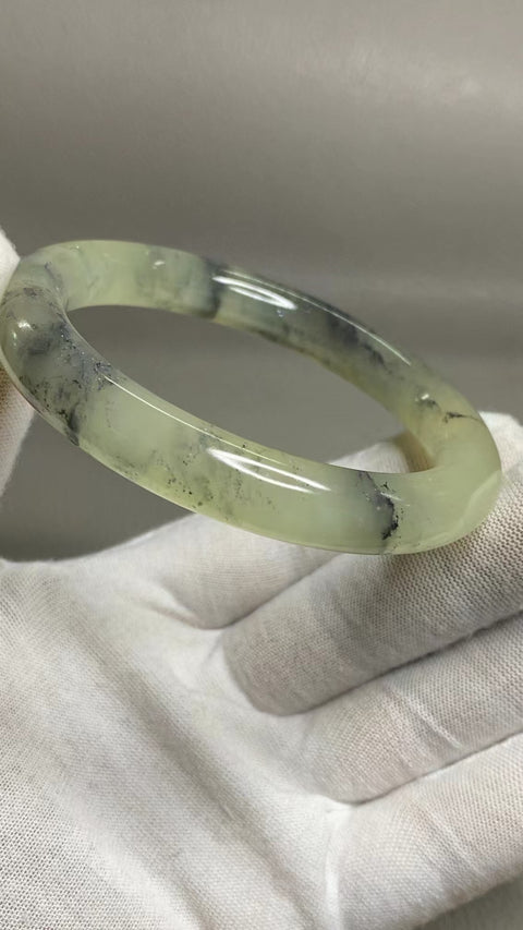 Gelang Lukisan Pemandangan Giok Cui Alami Ukuran 58-60mm Ukuran 59.5mm Lebar Sisi 11mm Batu giok semuanya terjadi secara alami Pola acak termasuk pajak pengiriman