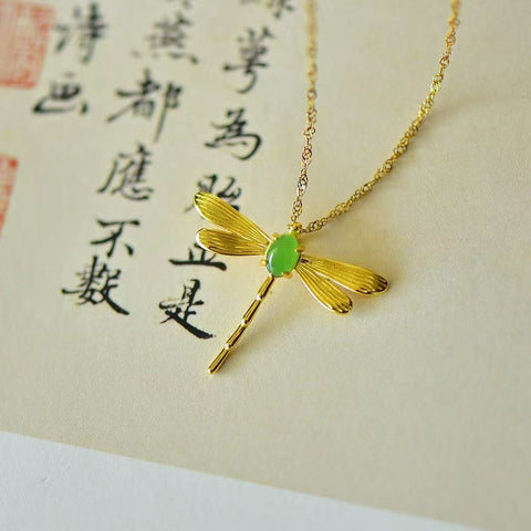 10861 Kalung Capung Jasper Alami yang terbuat dari perak 925 Ukuran 4 * 6mm Giok halus dan hangat, gaya yang indah sudah termasuk pajak pengiriman.
