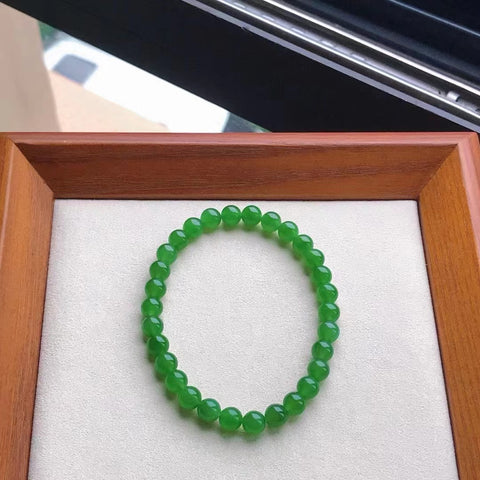 Gelang Giok Giok Alami Ukuran 6mm bersih, halus dan hangat, gayanya sederhana dan elegan, sudah termasuk pajak pengiriman.