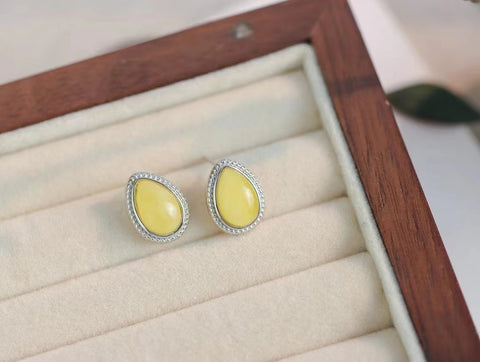 Anting-anting lilin lebah alami yang terbuat dari perak 925 dengan enamel Termasuk pajak pengiriman