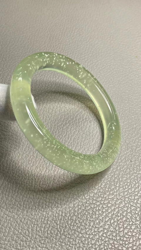 Gelang Warna Es Kuning Giok Cui Giok Alami Ukuran 59-61mm Ukuran 60.2mm Lebar Sisi 11mm Giok terjadi secara alami Pola acak termasuk pajak pengiriman