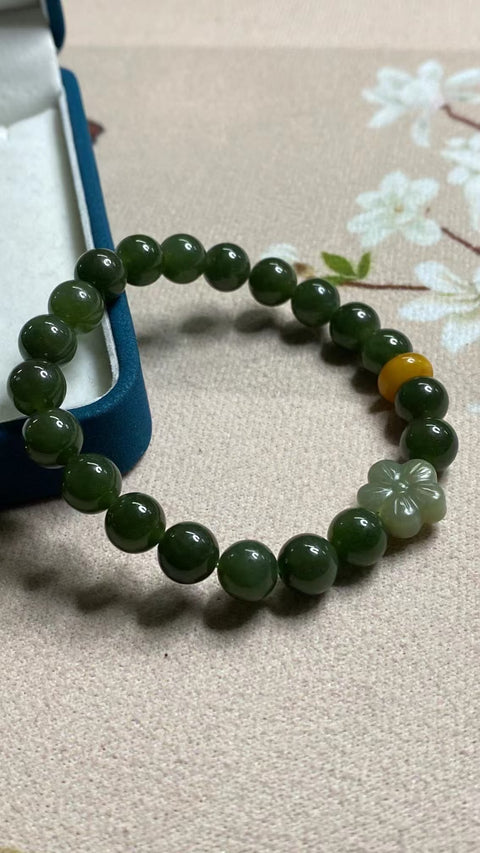 Gelang Jasper Alami dengan aksesoris Ukuran 8mm Giok baik-baik saja dan hangat, gaya yang indah sudah termasuk pajak pengiriman.