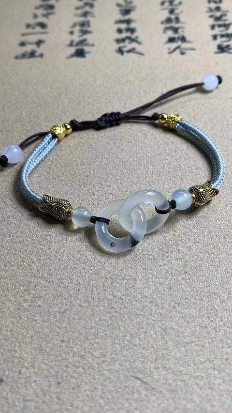 Gelang Gelang Giok Cui Alami Cincin Gelang Cinta Sejati Selamanya Tinta Es Alami & nbsp; Cocok untuk Keluarga dan Teman Cinta Pengiriman dan Pajak Sudah Termasuk