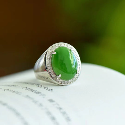 11378 Set Cincin Jasper Alami dari Giok Perak 925 yang bersih, halus dan hangat Sudah termasuk pajak pengiriman.