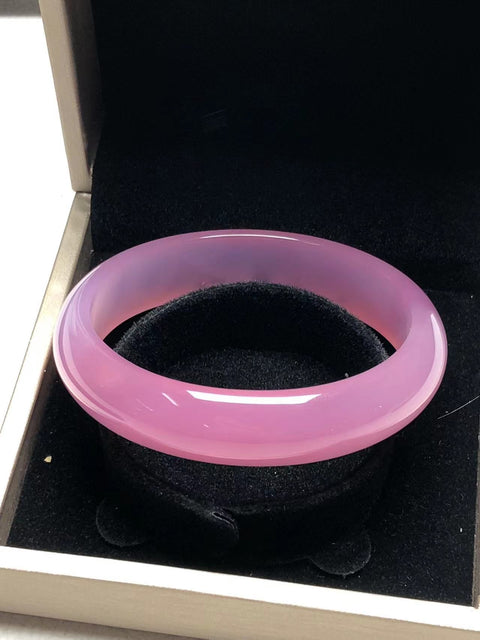 Batu Akik Alami 『Peach Blossom Pink』 Gelang &nbsp;Giok halus dan hangat Ukuran: 56.6-13.3-7mm Batu giok secara alami memiliki pola yang acak Termasuk Pajak Pengiriman