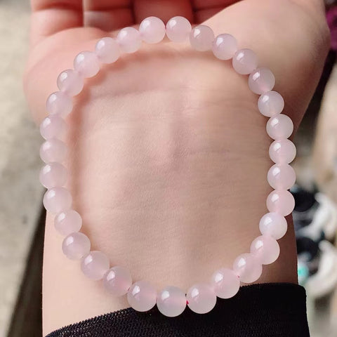 Gelang Giok Hetian Giok Qinghai Gelang Giok Mentah Akar Teratai Merah Muda Ukuran 6mm Giok bersih dan baik-baik saja Sudah termasuk pajak pengiriman.