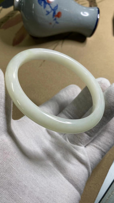 Gelang Giok Cui Jade Lychee Jelly Alami Ukuran 64-66mm Ukuran 65.1mm Lebar Sisi 10mm Batu giok semuanya terjadi secara alami Pola acak termasuk pajak pengiriman