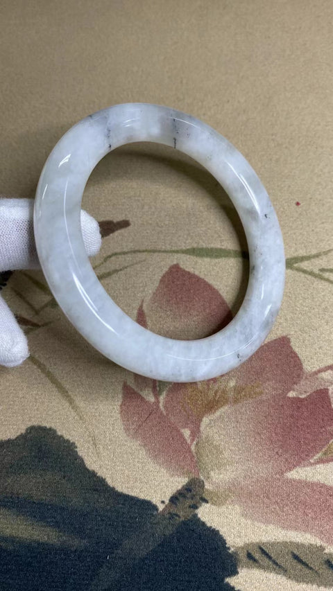 Gelang Tinta Gunung Giok Cui Giok Alami Ukuran 59-61mm Ukuran 60.8mm Lebar Sisi 11mm Giok semuanya terjadi secara alami Pola acak Pajak Pengiriman Sudah Termasuk