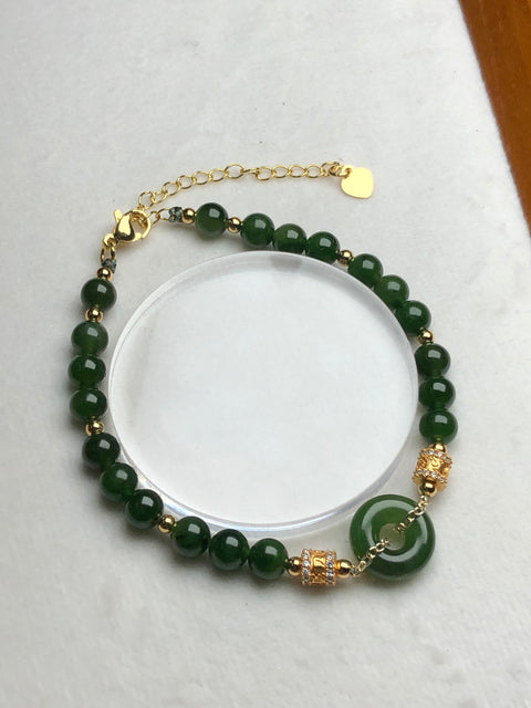 Baru ...... Gelang Gelang Giok Hetian Jade Jasper Ping An 👉925 Aksesori Perak Giok Jade bersih dan halus serta hangat Gelang Ping An 13×4.5 &nbsp; Manik-manik yang serasi 6㎜ &nbsp; Sudah termasuk Pajak Pengiriman