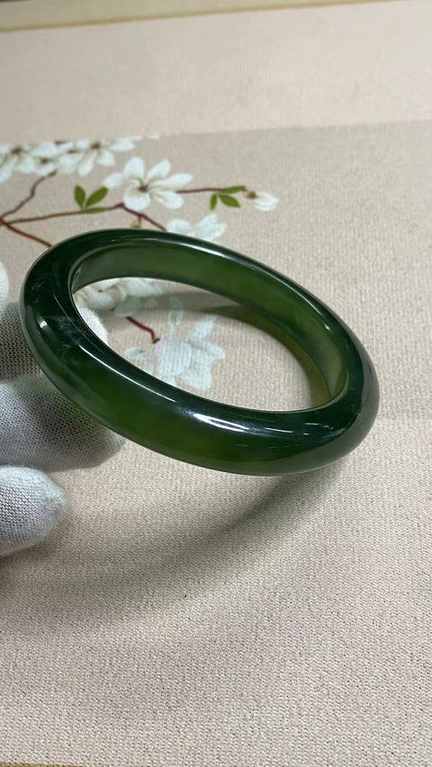 Gelang Garis Kecantikan Giok Cui Fine Cui Ukuran 58 ~ 60mm Ukuran 59.1mm Lebar 11.5mm Giok semuanya alami Pola acak Termasuk ongkos kirim dan pajak