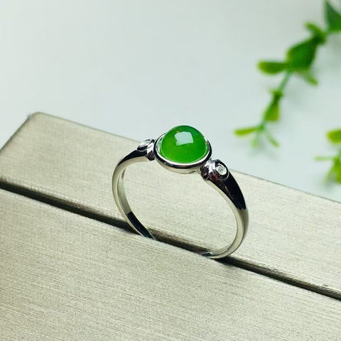 11002 Set Cincin Telur Jasper Alami dari Perak 925 Ukuran 6 * 6mm Giok halus dan hangat, gaya yang indah, sudah termasuk pajak pengiriman.