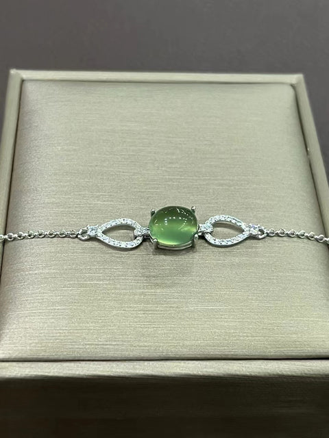 Gelang Giok Alami dari Perak 925 Ukuran 10 * 8mm Giok bersih dan halus Termasuk ongkos kirim dan pajak.