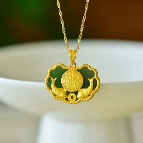 10869-2 Kalung Jasper Alami dari 925 Perak Ukuran 17 * 24mm Giok halus dan hangat, gaya yang indah, sudah termasuk pajak pengiriman.
