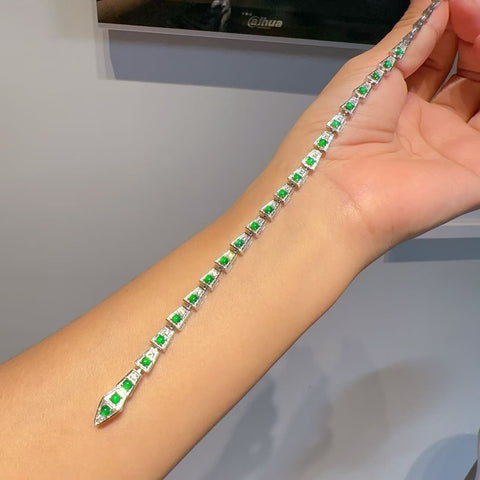 Gelang Jadeite Guatemala alami yang terbuat dari perak 925 Ukuran 3mm Giok halus dan hangat, gaya yang indah sudah termasuk pajak pengiriman.