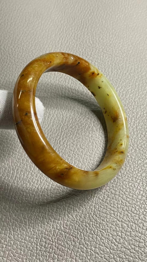 Gelang Giok Batu Giok Bunga Cui Giok Alami Ukuran 60.8mm Lebar Sisi 13.7mm Batu giok semuanya muncul secara alami dan polanya acak Sudah termasuk ongkos kirim dan pajak.