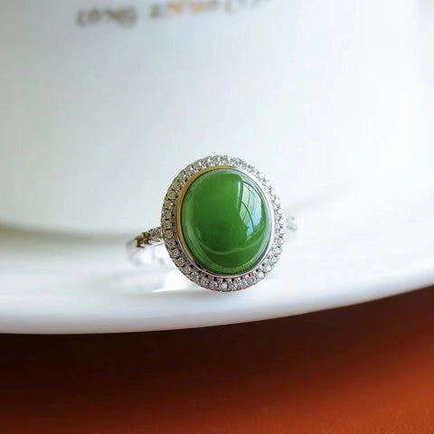 Model Cincin Giok Giok Hetian Alami Model: Giok Halus dan Hangat Ukuran 12 * 10mm Termasuk pajak pengiriman