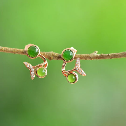 12273-1 Anting-Anting Pejantan Jasper Alami yang terbuat dari Giok Perak 925 adalah gaya yang bagus dan hangat, indah, sudah termasuk pajak pengiriman