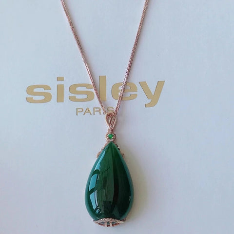 Kalung Jasper Alami Emas 18k dengan Berlian Giok ukuran 16 * 28mm Gaya Termasuk ongkos kirim dan pajak.