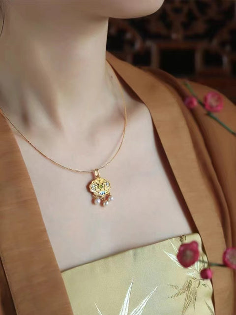 Kalung Jasper Alami Xiangyun Ruyi Lock Kunci Enamel Gaya Cina Baru Kerajinan Perak Perak Kuno Sterling Sterling Termasuk Pajak Pengiriman