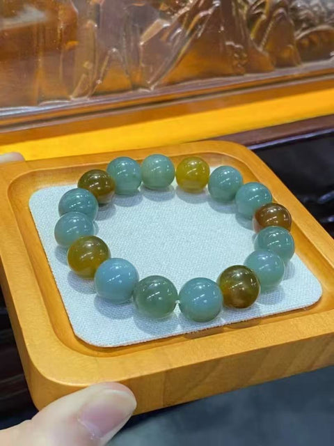 Untaian Giok Cui Alami 925 Perak Ukuran 13mm Warna dan gaya yang indah sudah termasuk pajak pengiriman.