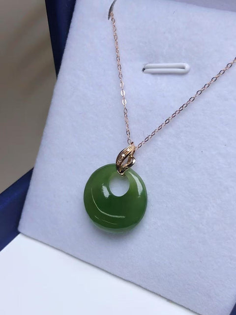 Kalung Putri Jasper dalam Pengaturan Emas 18k Ukuran 17,5 * 5mm Giok halus dan hangat Termasuk ongkos kirim dan pajak