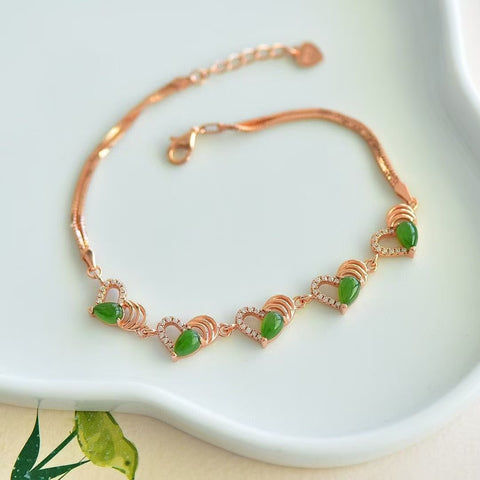 15807-1 Set Gelang Jasper Alami dari Giok Perak 925 bersih, halus, dan hangat Termasuk pajak pengiriman