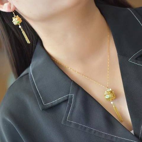 Set Kotak Dupa Dupa Giok Hotan Alami Set 925 Kalung Perak 0029-2 Anting 7261-2 Giok baik-baik saja dan hangat Sudah termasuk ongkos kirim dan pajak