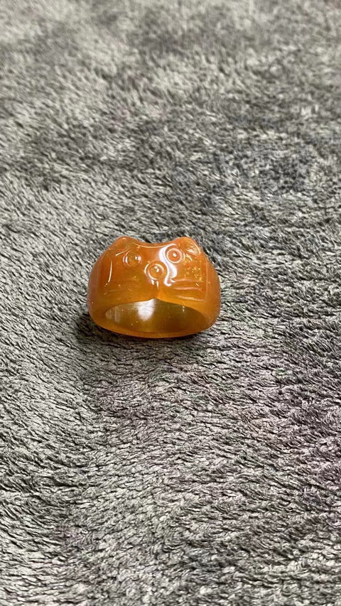 Cincin Giok Bunga Giok Cui Giok Alami Ukuran 17-18mm Giok bersih, halus, hangat dan bergaya.
