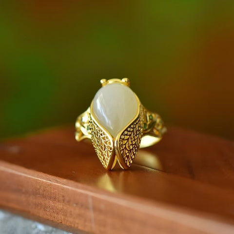 15789-2 Cincin Jangkrik Giok Giok Hetian Alami Ukuran 10 * 14mm 925 Perak Tatahan Giok halus dan hangat Sudah termasuk ongkos kirim dan pajak.