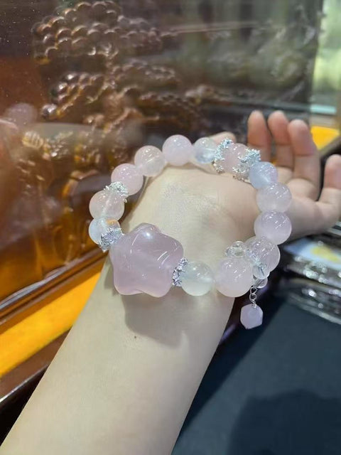 Gelang Kristal Merah Muda Desain Asli Ukuran 13mm Warna bagus, gaya bagus Sudah termasuk pajak pengiriman.