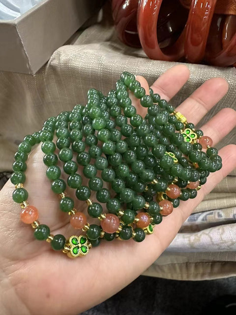 Untaian Giok Jasper Alami Ukuran 6mm bagus dan penuh warna Termasuk pajak pengiriman.