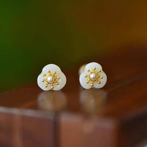 2872-2 Anting-anting Pejantan Mutiara Giok Hetian Giok Alami Ukuran 9 * 9mm Giok baik-baik saja dan hangat, gaya yang indah, sudah termasuk pajak pengiriman.