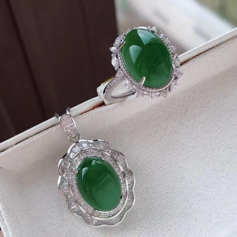Cincin + Kalung Set Jasper Alami Model: Sederhana dan elegan dengan pengaturan perak 925. Giok bersih, halus dan hangat Ukuran: 10 * 14mm Sudah termasuk pajak dan biaya pengiriman