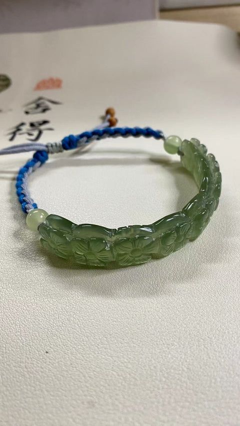 Setengah Gelang Giok Hijau Giok Halus & nbsp; Ukuran 75 * 13mm Giok Buatan Tangan Termasuk Pengiriman & Pajak