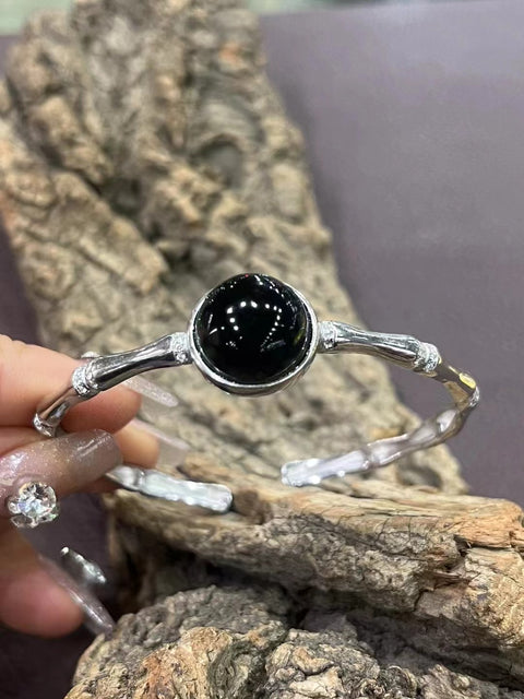 Gelang Giok Alami dari Perak 925 Ukuran 14mm Giok bersih dan halus Termasuk ongkos kirim dan pajak.