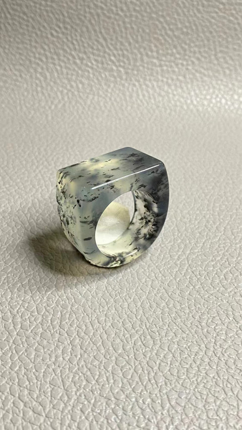Cincin Tinta Giok Cui Alami Ukuran 19-21mm Giok bersih, halus dan hangat Sudah termasuk pajak pengiriman.